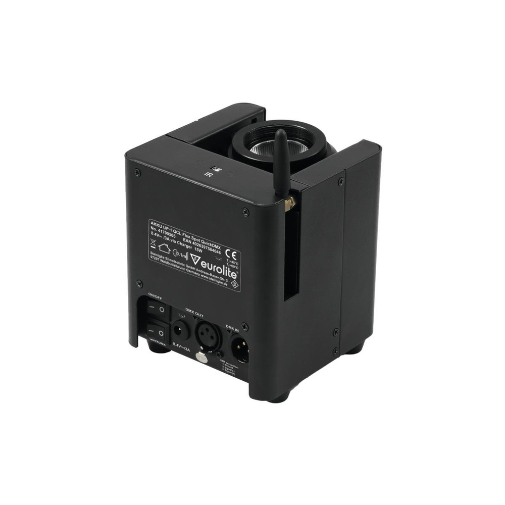 EUROLITE LED UPLIGHT WITH 15 W 4IN1 LED, TILTABLE HEAD AND QUICKDMX TRANSCEIVER