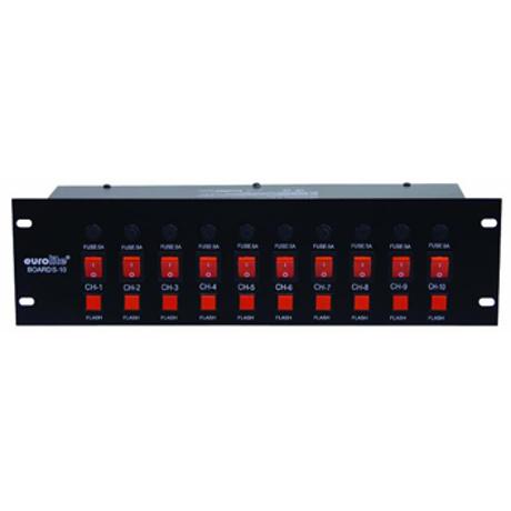EUROLITE 10 SWITCHES PANEL (10 X FLASH BUTTONS), SEPARATE SWITCHING (10 SAFETY SOCKETS)