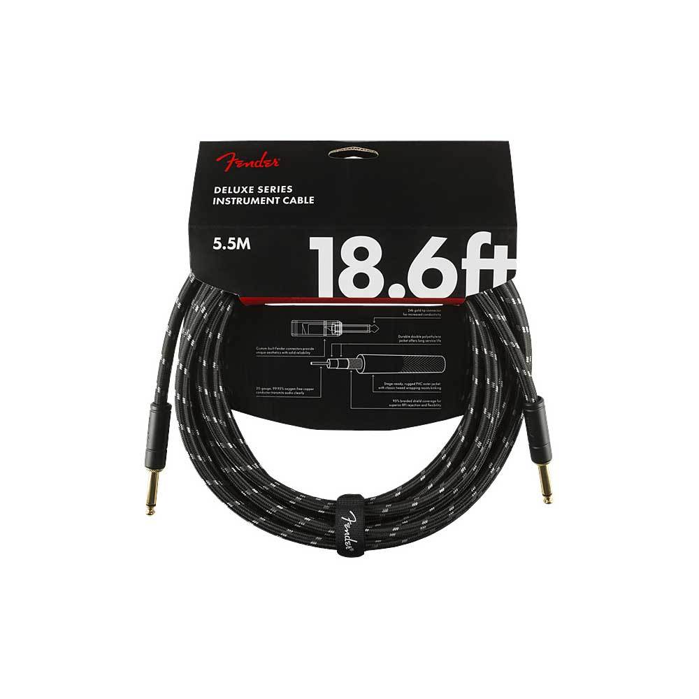 FENDER GUITAR CABLE DELUXE SERIES STR/STR 18.6' BLACK TWE