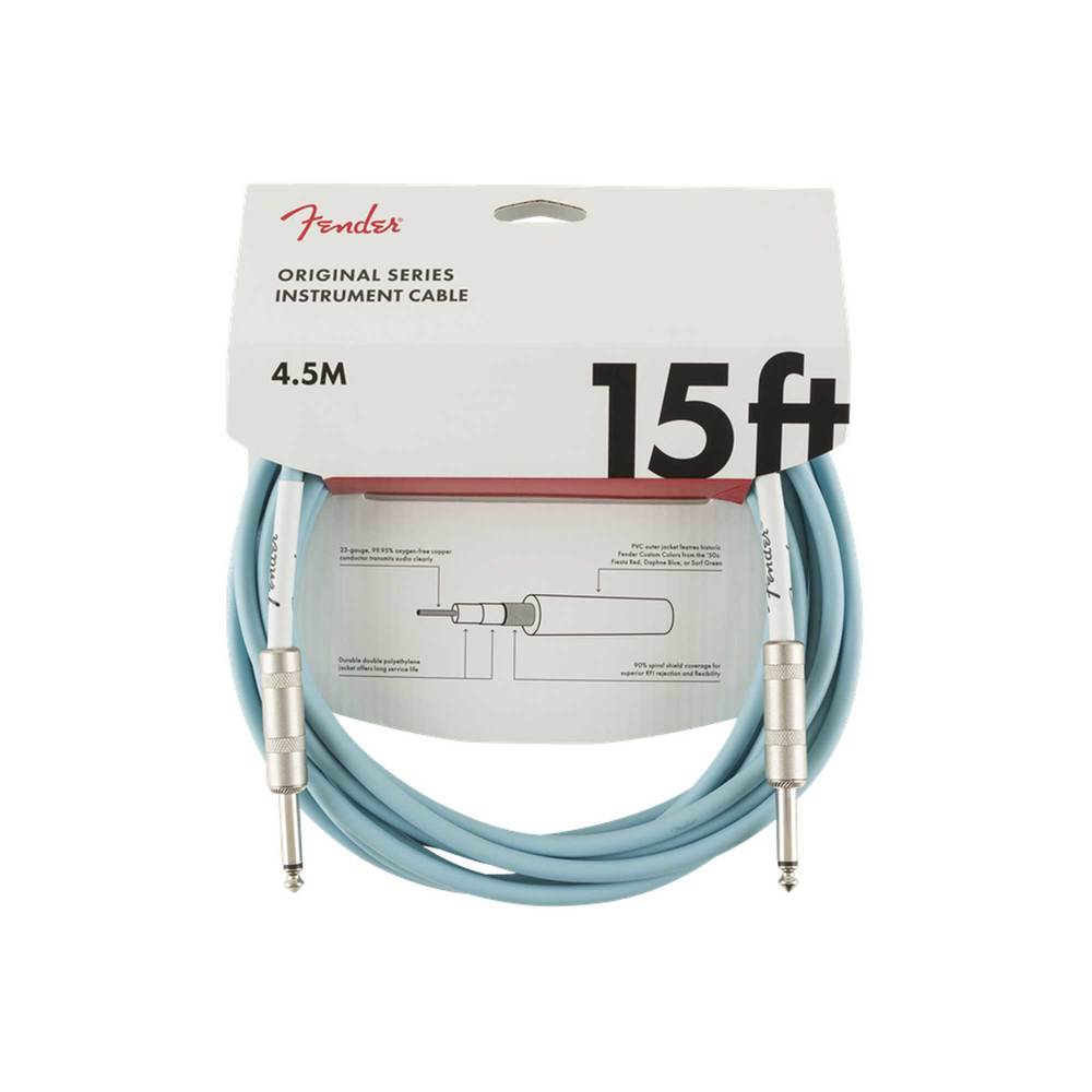 FENDER GUITAR CABLE ORIGINAL SERIES  15' DAPHNE BLUE