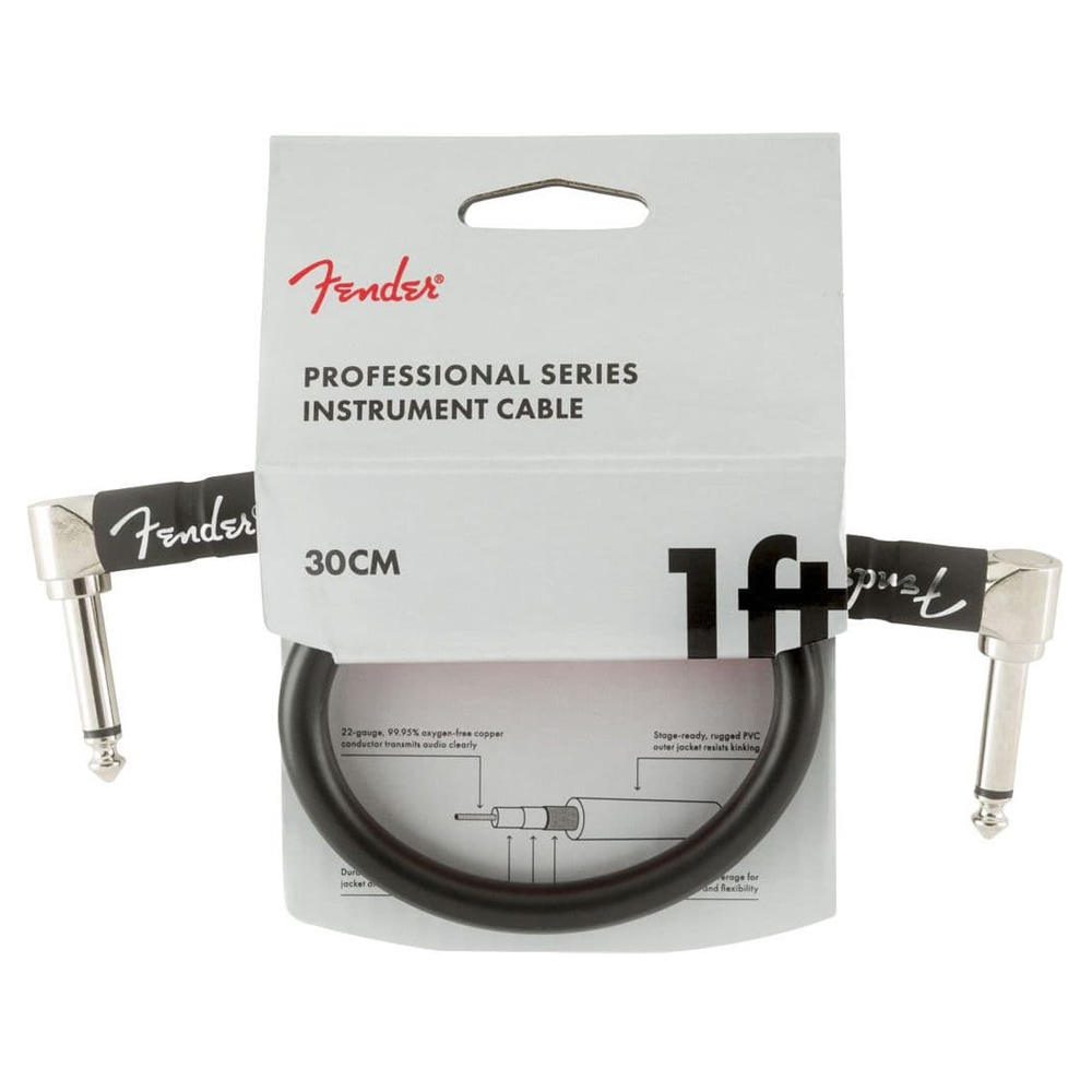 FENDER GUITAR CABLE PATCH PROFESSIONAL SERIES 1' BLK