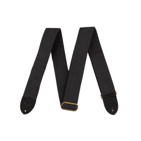 FENDER STRAP COTTON/LEATHER  BLACK