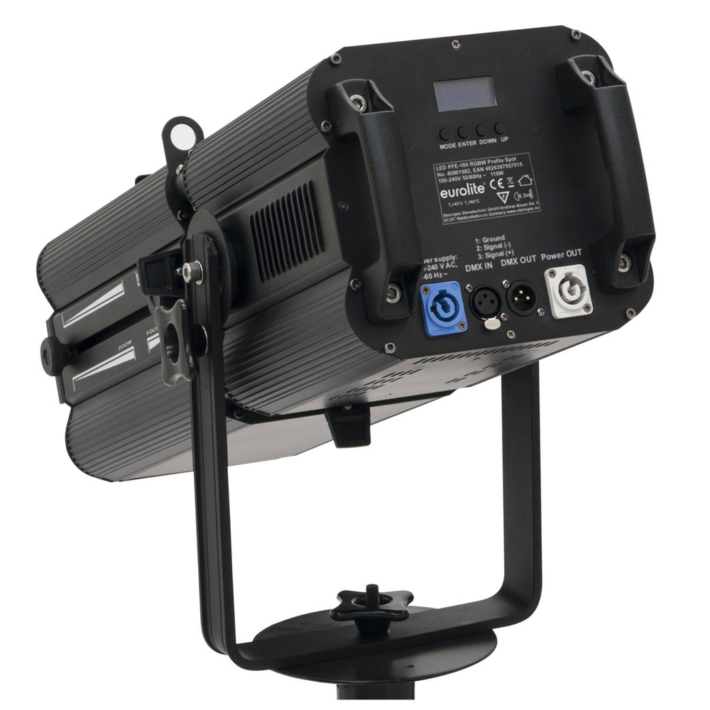EUROLITE PRO PROFILE SPOTLIGHT, 100 W 4in1 LED (RGBW), zoom, shutter blades