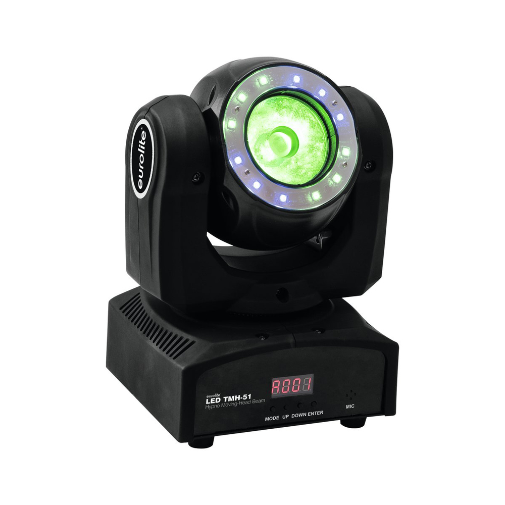 EUROLITE MINI-BEAM WITH 60 W COB LED, RGBW COLOR MIXING AND HYPNO RING IN 4 SEGMENTS