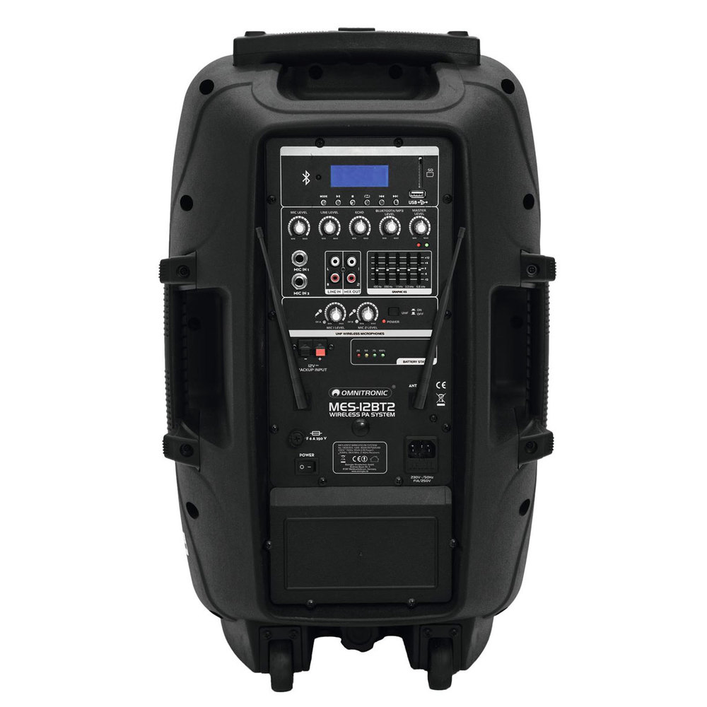 OMNITRONIC ACTIVE SPEAKER 12'' WITH BATTERY +2 UHF RECEIVER