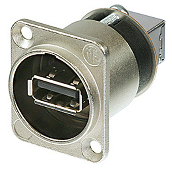 NEUTRIK REVERSIBLE USB 2.0 GENDER CHANGER (TYPE A AND B) NICKEL D-HOUSING
