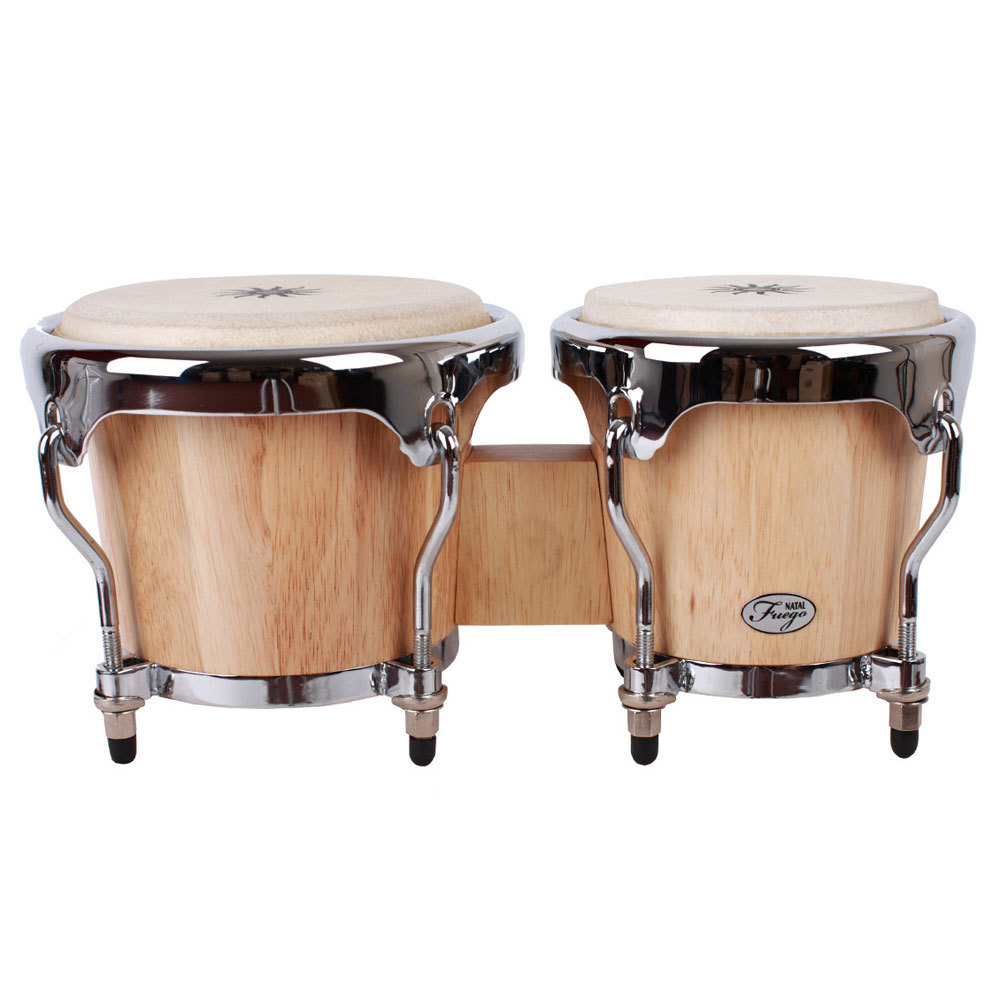 NATAL WOOD BONGOS CHROME HARDWARE MATT NATURAL