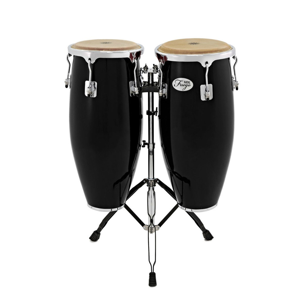 NATAL WOOD CONGAS CHROME HARDWARE 2 STAND BLK GLOSS