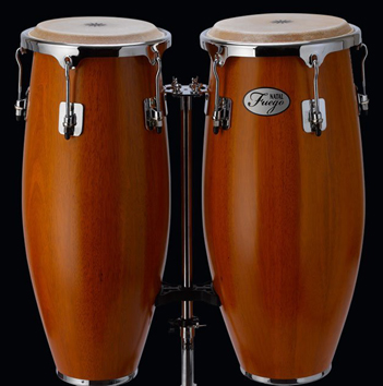 NATAL WOOD CONGAS CHROME HARDWARE 2 STAND MATT HONEY