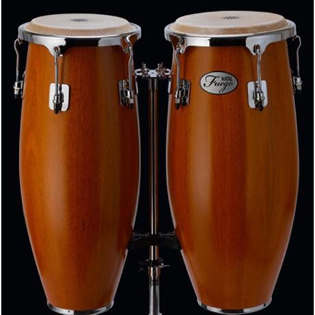 NATAL WOOD CONGAS CHROME HARDWARE 2 STAND MATT HONEY