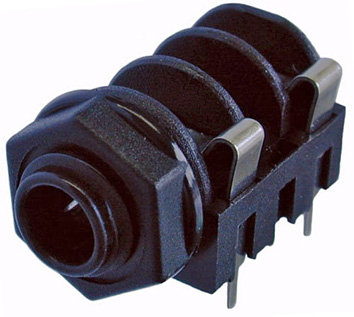 NEUTRIK 1/4" MONO JACK SWITCHED WITH A FULL THREADED NOSE AND STRAIGHT PCB PINS