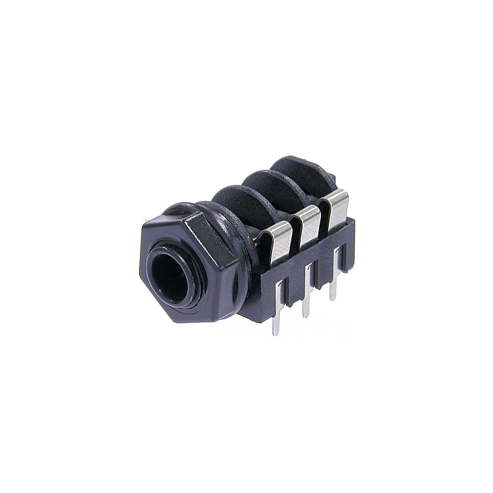 NEUTRIK 1/4" STEREO JACK SWITCHED -FULL THREADED NOSE AND STRAIGHT PCB PINS