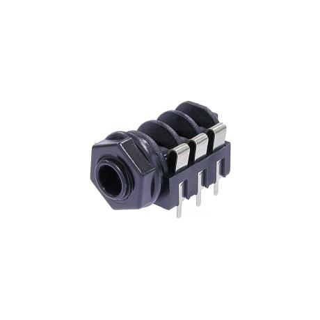 NEUTRIK 1/4" STEREO JACK SWITCHED -FULL THREADED NOSE AND STRAIGHT PCB PINS