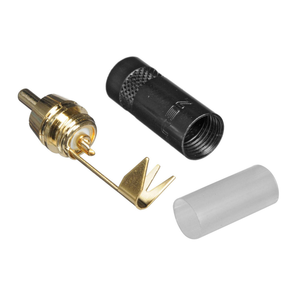 REAN RCA PHONO MALE PLUG BLK GOLD