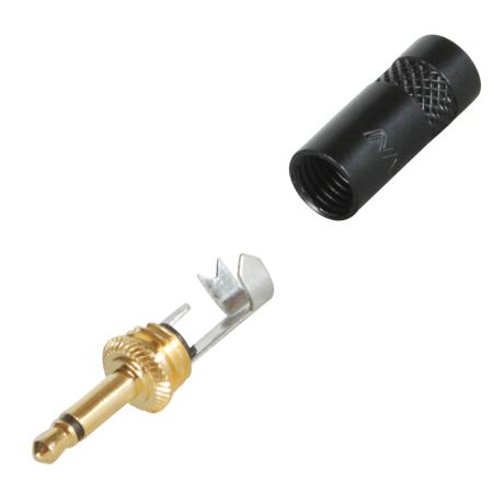 REAN 2 POLE 3.5 mm PLUG BLACK METAL HANDLE GOLD PLATED CONTACTS