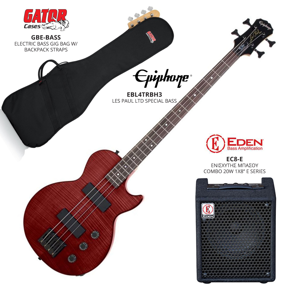 EPIPHONE ΜΠΑΣΟ LES PAUL+ΕΝΙΣΧΥΤΗΣ 20W+GIG BAG