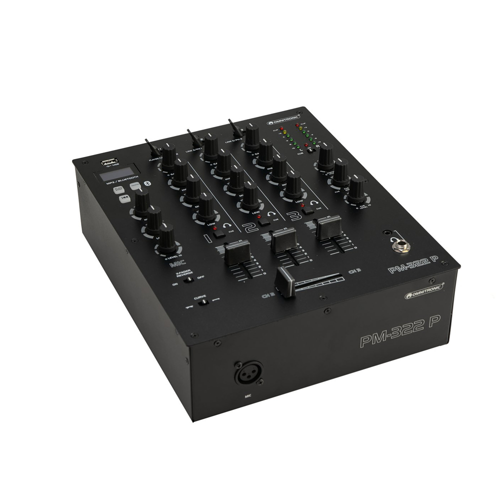 OMNITRONIC 3 CHANNEL DJ MIXER WITH BLUETOOTH & USB PLAYER
