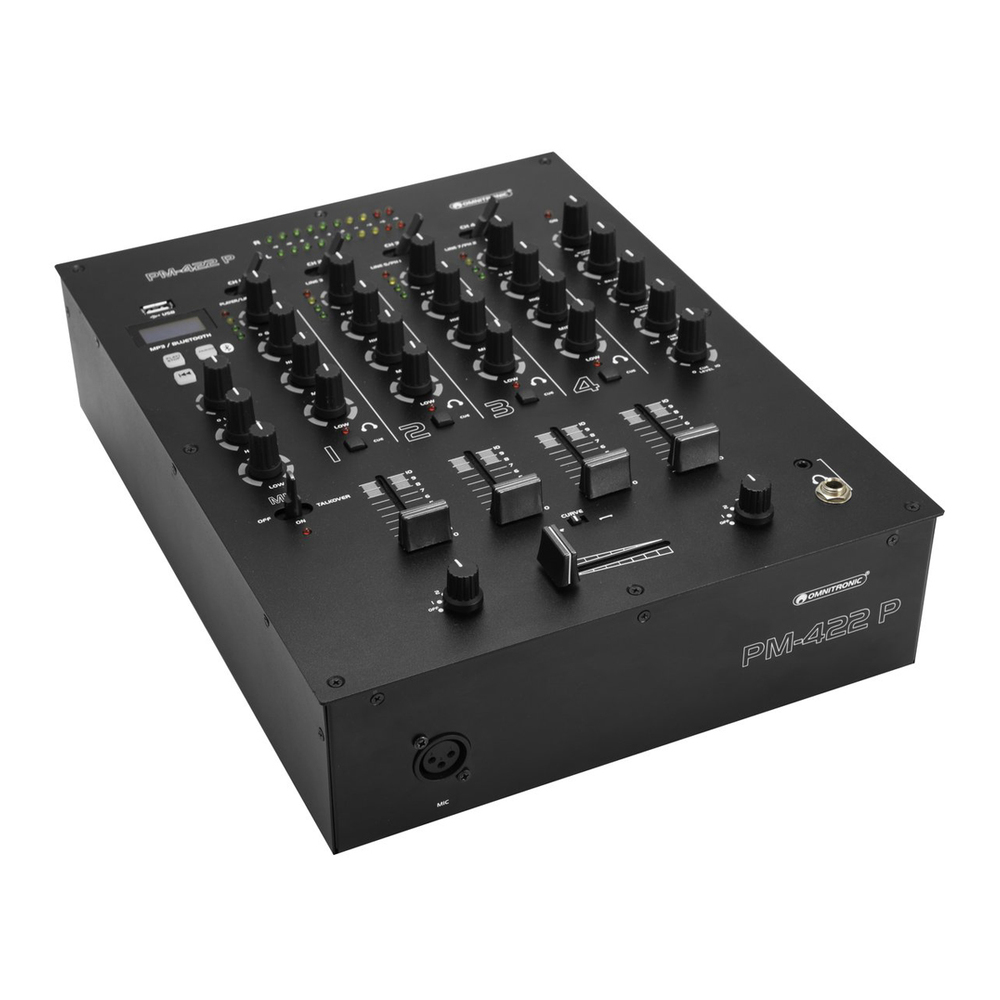 OMNITRONIC 4 CHANNEL DJ MIXER WITH BLUETOOTH & USB PLAYER
