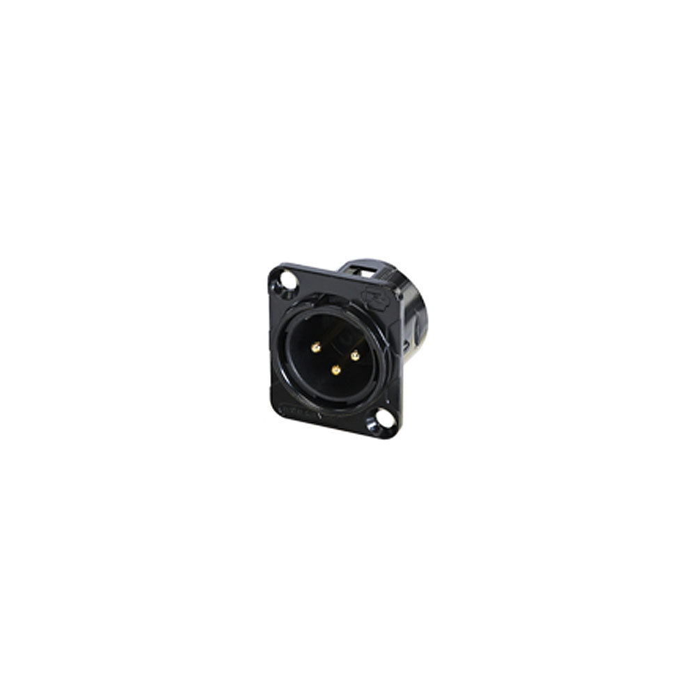 REAN 3PIN MALE RECEPTACLE GOLD CON. BLACK PLATED