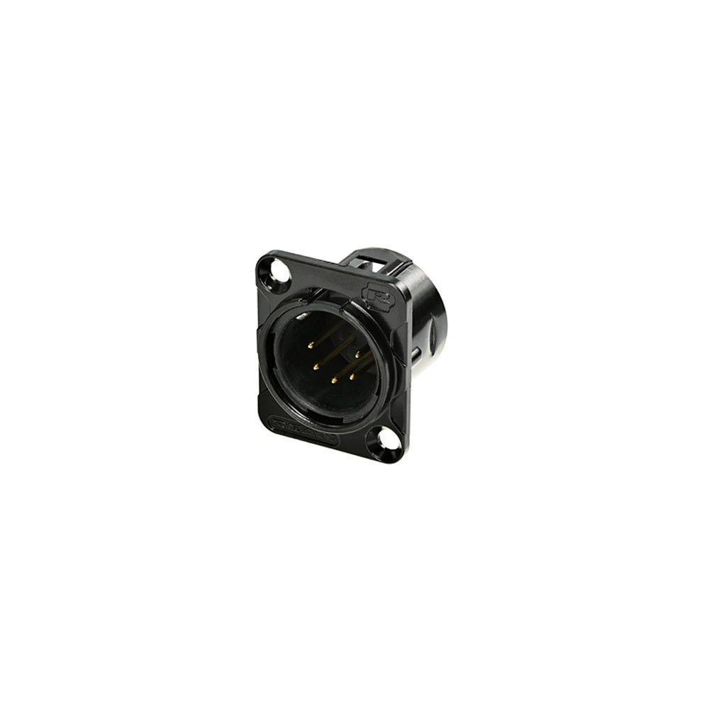 REAN 5PIN MALE RECEPTACLE GOLD CON. BLACK PLATED