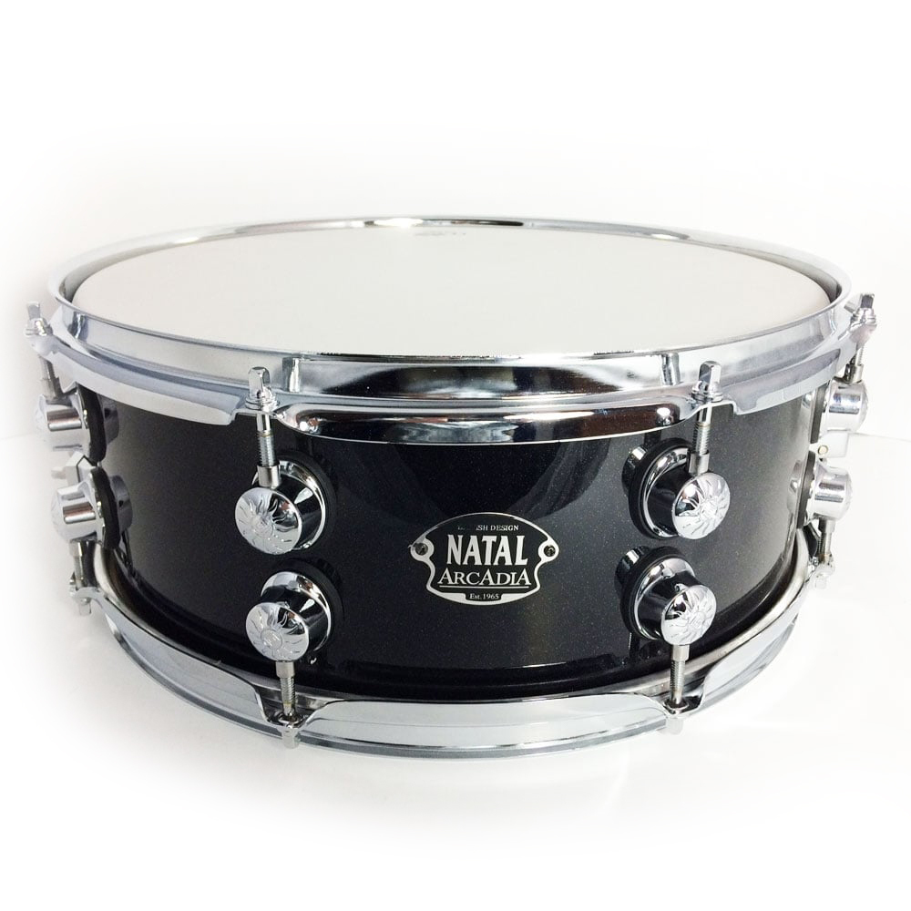 NATAL ARCADIA SNARE DRUM  14 X 5.5   BLACK SPARKLE WRAP