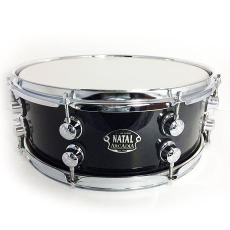 NATAL ARCADIA SNARE DRUM  14 X 5.5   BLACK SPARKLE WRAP