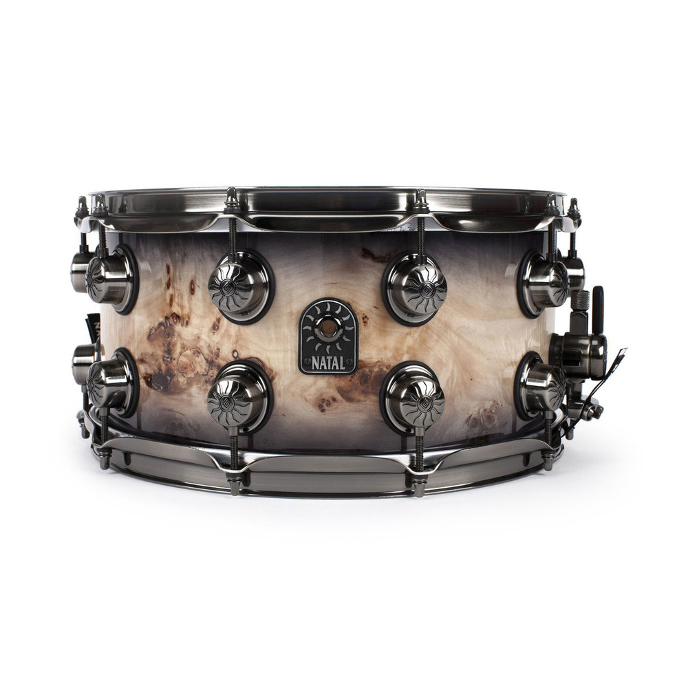 NATAL MAPPA BURL SNARE 13 X 7  BLACK SMOKED GLOSS
