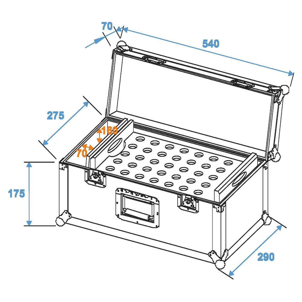 EUROLITE FLIGHT CASE FOR  70 x KCC Cone Adaptors & Pins