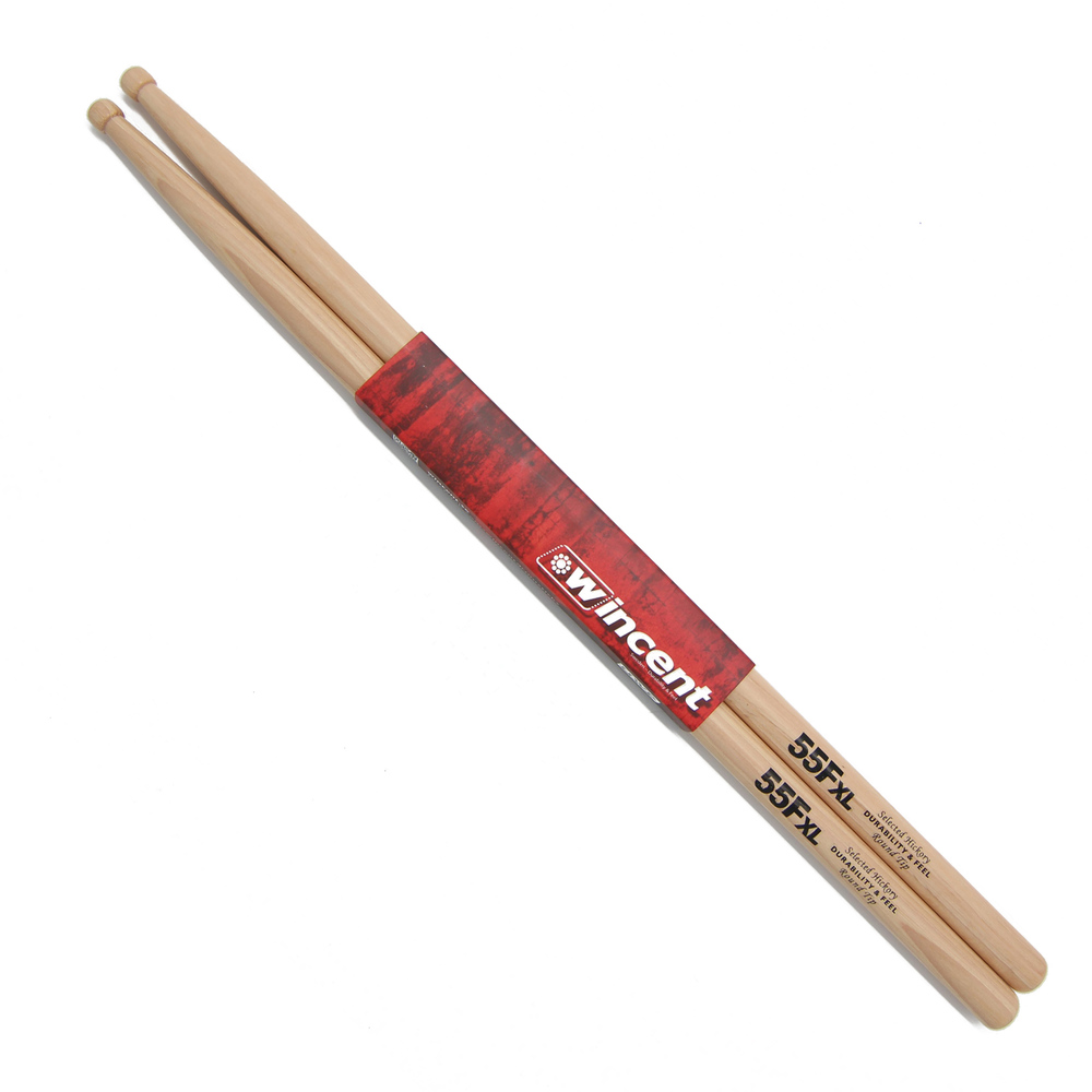 WINCENT 55F XL ROUND TIP HICKORY DRUM STICKS