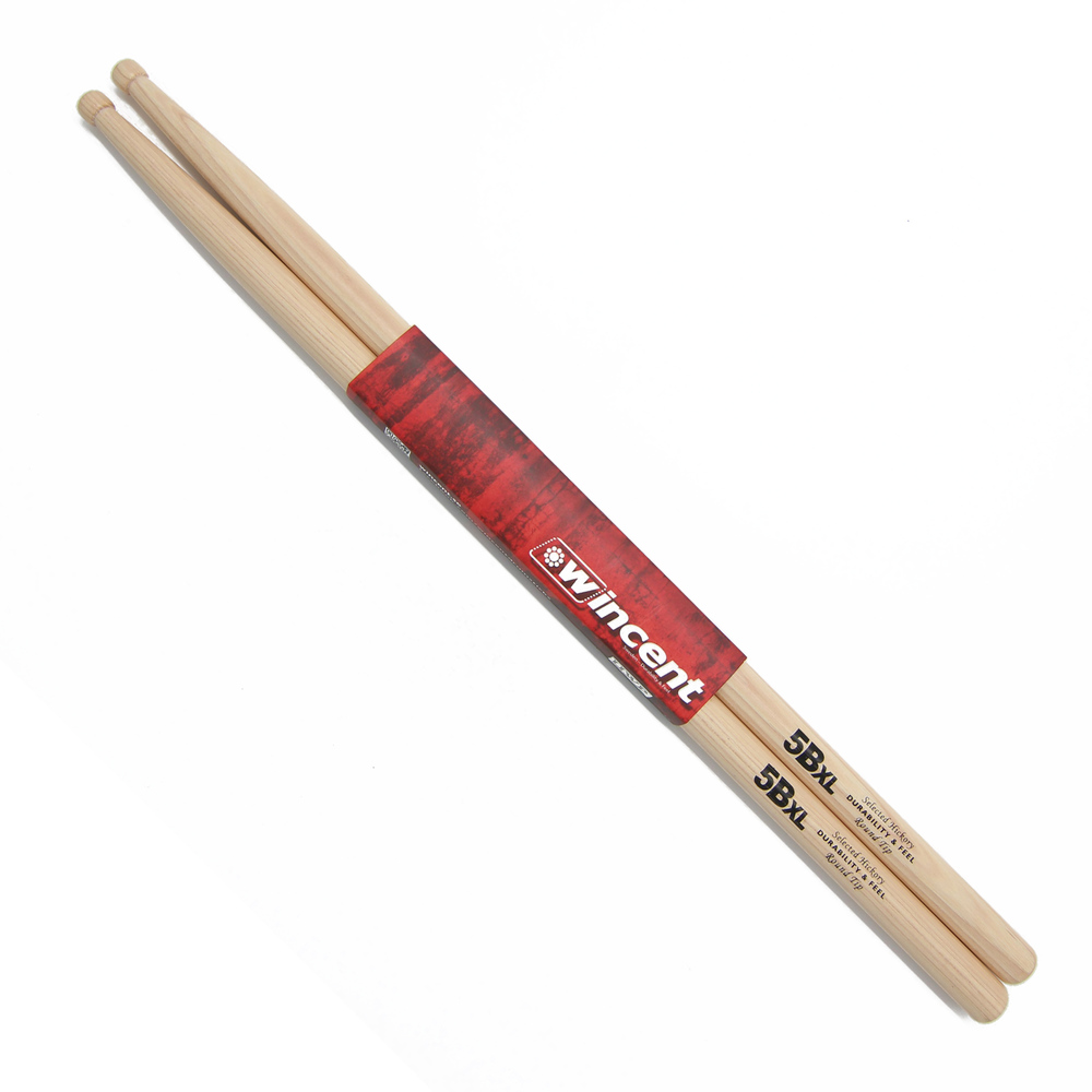 WINCENT 5B XL ROUND TIP HICKORY DRUM STICKS