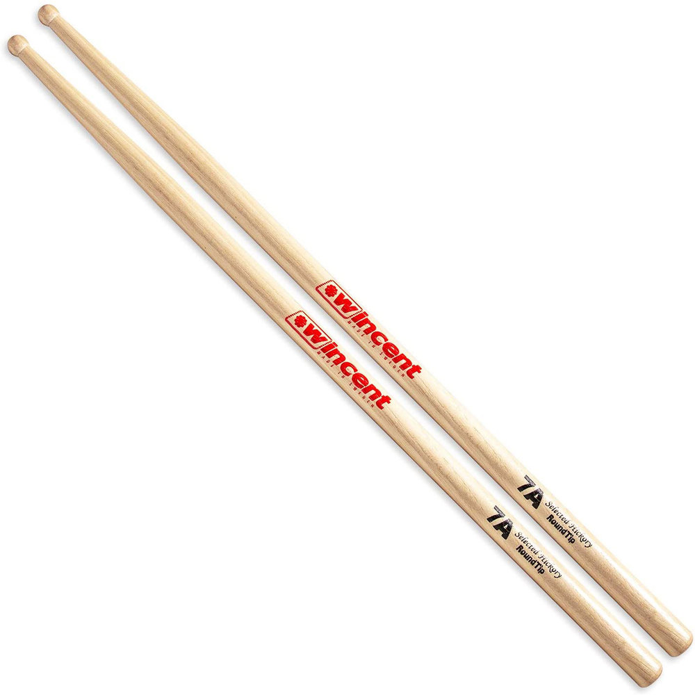 WINCENT HICKORY DRUMSTICKS ROUND TIP