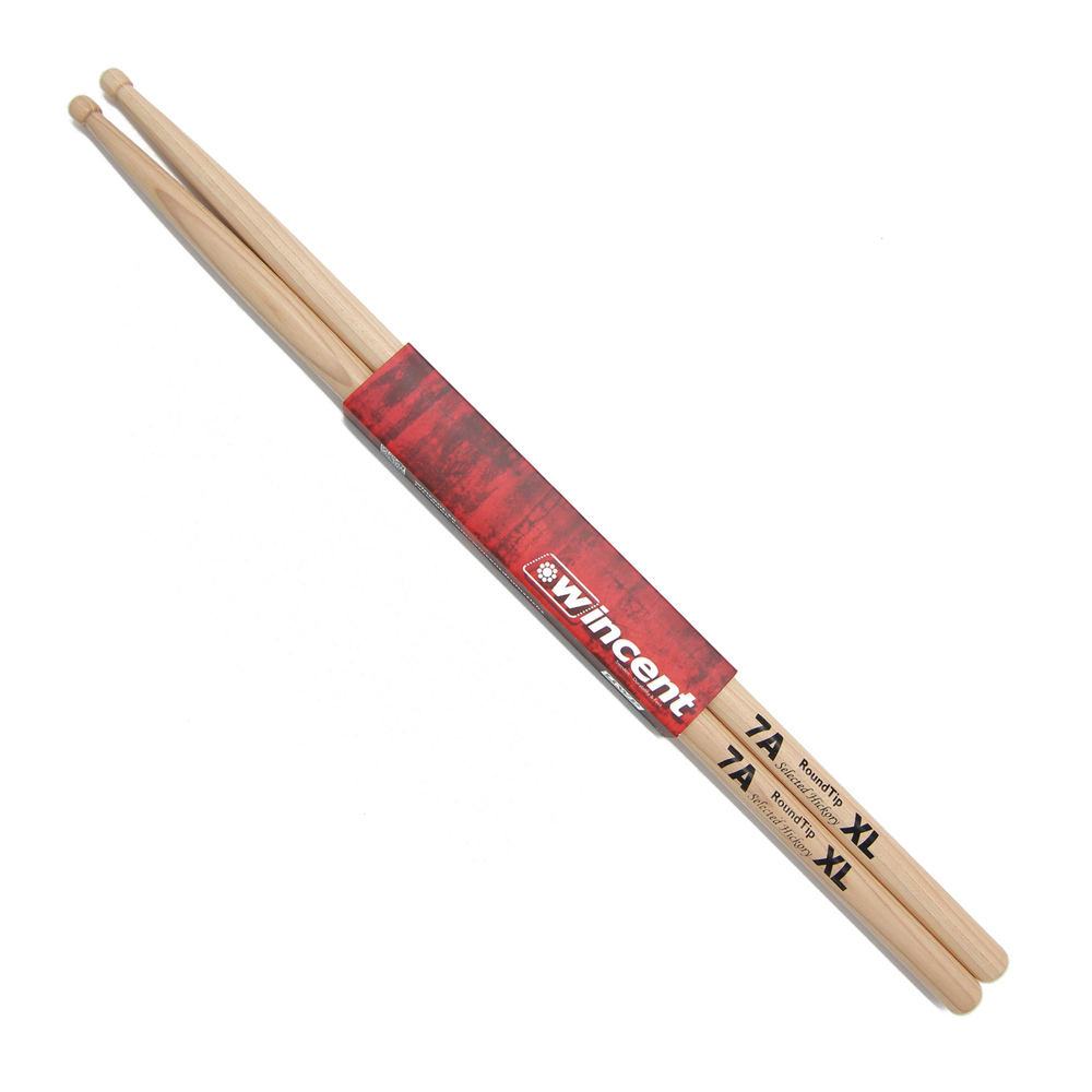 WINCENT 7A XL ROUND TIP HICKORY DRUM STICKS